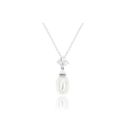 Pearl and Triple Diamond Accented Pendant