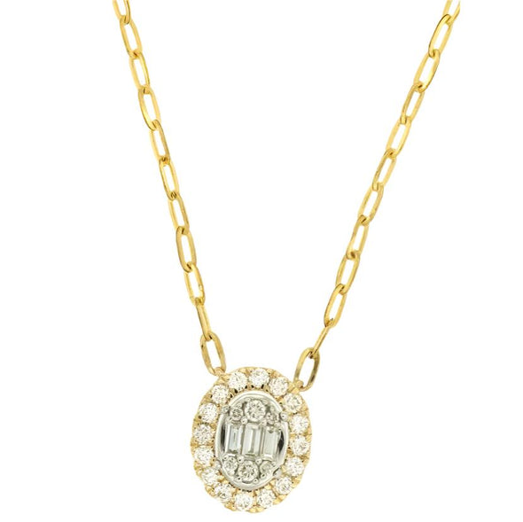 Round and Baguette Diamond Necklace