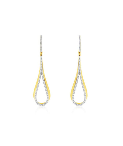 Diamond Accented Open Teardrop Dangle Earrings