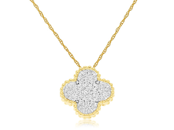 Pave Diamond Clover Design Pendant