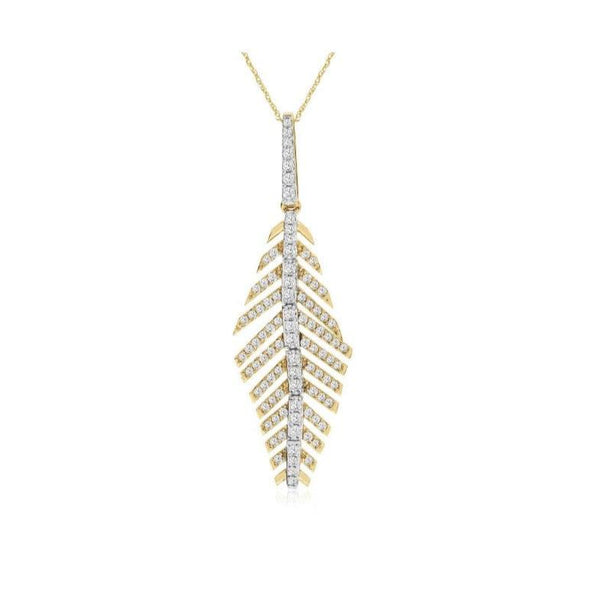 Diamond Accented Feather Design Pendant