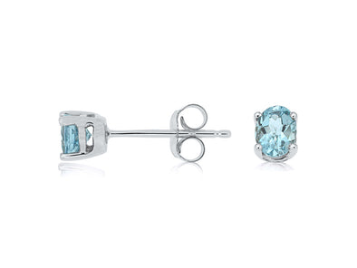 Oval Aquamarine Stud Earrings