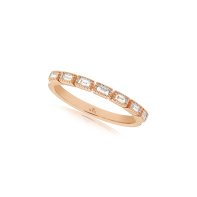 Baguette Diamond and Milgrain Edge Wedding Band