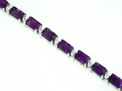 Amethyst and Diamond Accented Tennis Bracelet