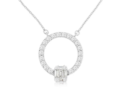 Baguette Accented Diamond Circle of Life Pendant