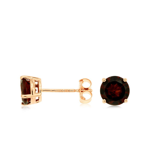 Round Garnet Stud Earrings