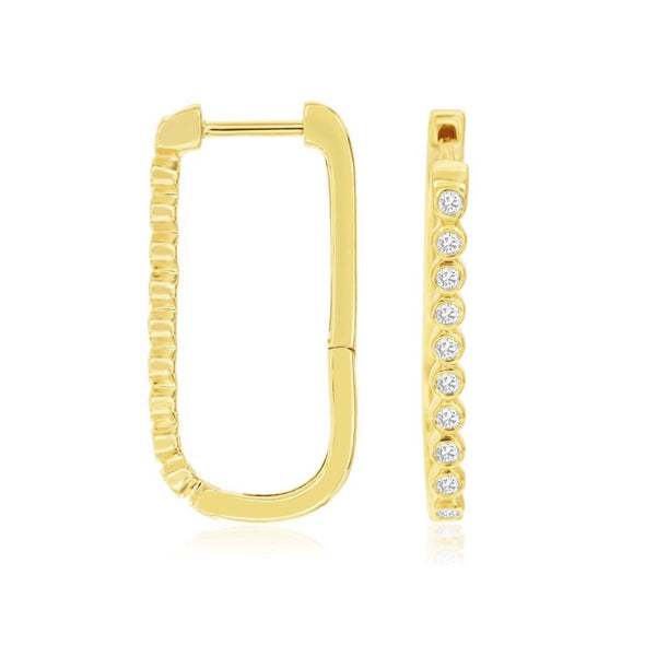 Oval Shaped Diamond Hoop Earrings