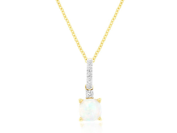 Round Opal and Diamond Accented Pendant