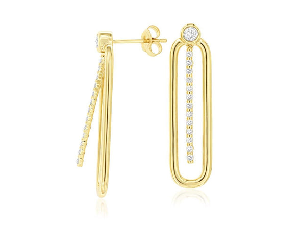 Diamond Accented Paperclip Design Earrings