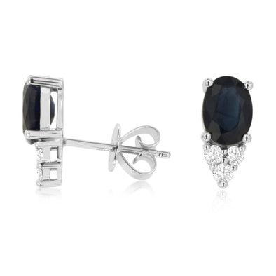 Oval Sapphire and Diamond Accented Stud Earrings