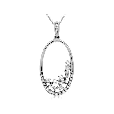 Open Oval and Diamond Freeform Design Pendant