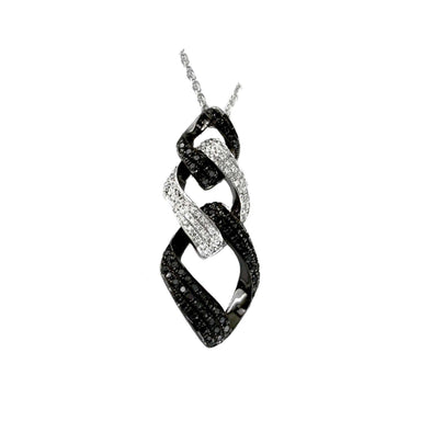 Black and White Diamond Freeform Interlocking Pendant