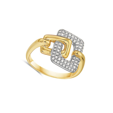 Diamond and Gold Double Link Design Ring