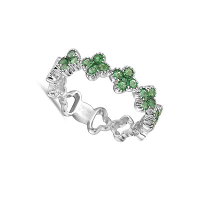 Emerald Cluster Five Flower Design Ring