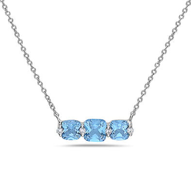 Triple Blue Topaz and Diamond Accented Necklace