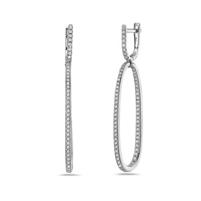 Diamond Inside Outside Oval Dangle Design Earrings