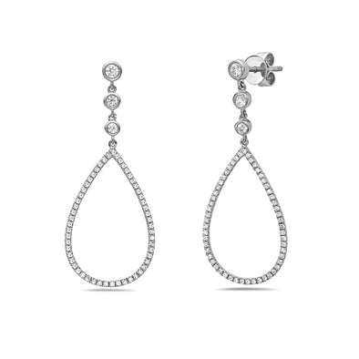 Diamond Open Teardrop Design Dangle Earrings