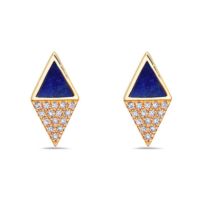 Lapis and Diamond Stud Earrings