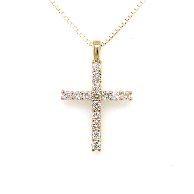 Fifteen Round Diamond Cross Pendant