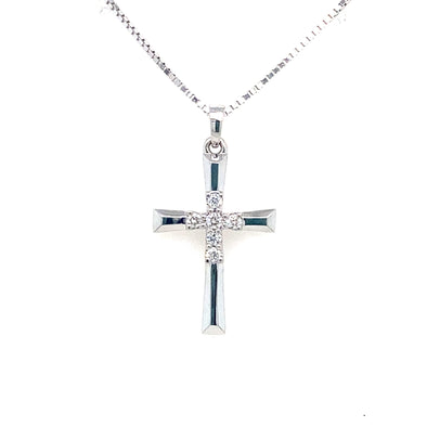 Center Diamond Accented Cross Pendant