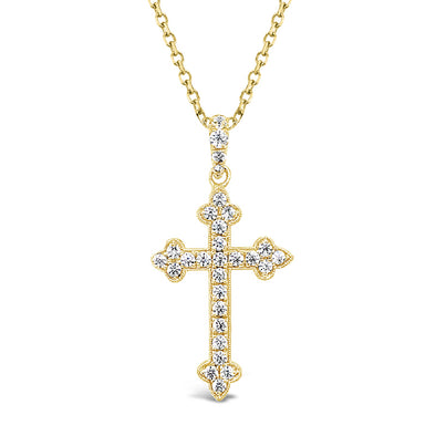 Fancy Edge Diamond Cross Pendant