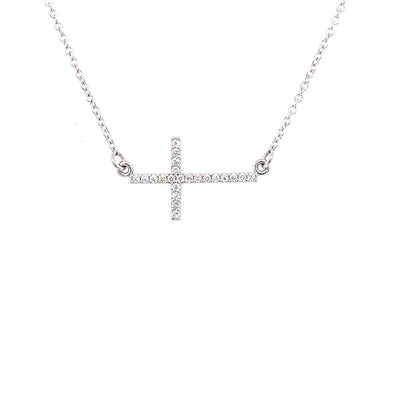 Horizontal Design Diamond Cross Pendant