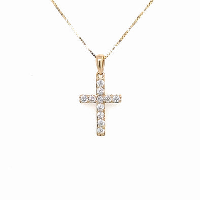 Eleven Round Diamond Cross Pendant