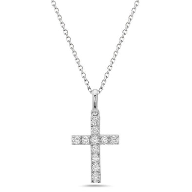 Eleven Round Diamond Cross Pendant