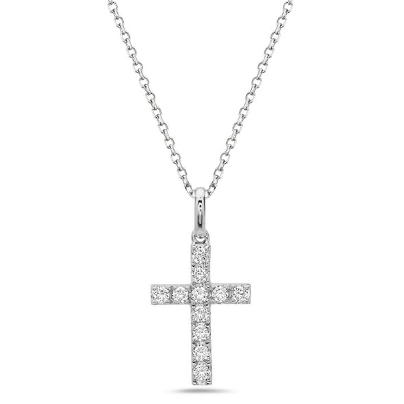 Eleven Round Diamond Cross Pendant