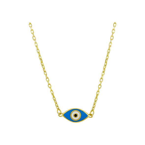 Single Evil Eye Design Necklace - 14kt Yellow Gold