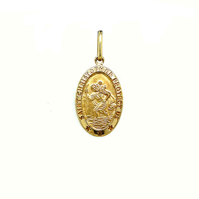 Oval Saint Christopher Medal - 14kt Yellow Gold