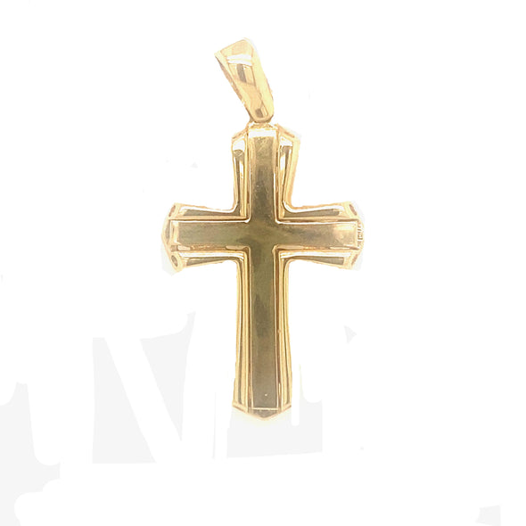 Flared Edge Raised Interior Cross - 14kt Yellow Gold