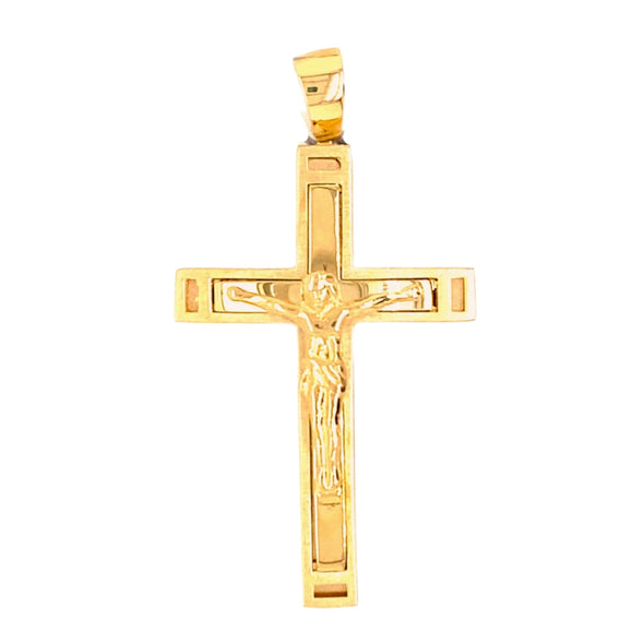 Raised Detail Crucifix - 14kt Yellow Gold