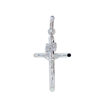 Medium Crucifix with INRI Detail - 14kt White Gold