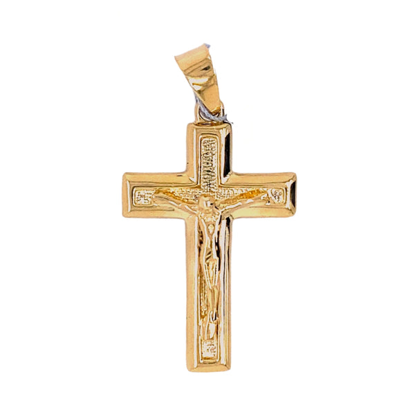 Textured Design Crucifix - 14kt Yellow Gold