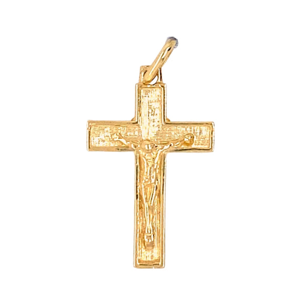 Textured Interior Block Style Crucifix - 14kt Yellow Gold