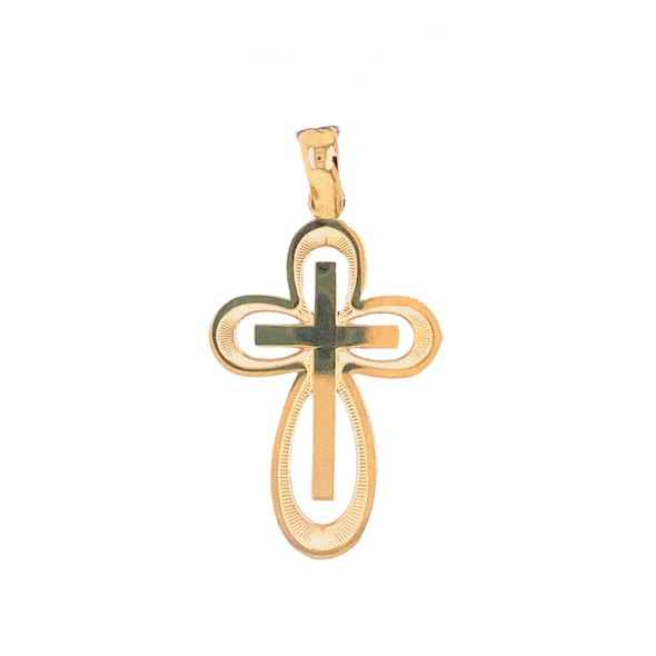 Open Rounded Edge Cross - 14kt Yellow Gold