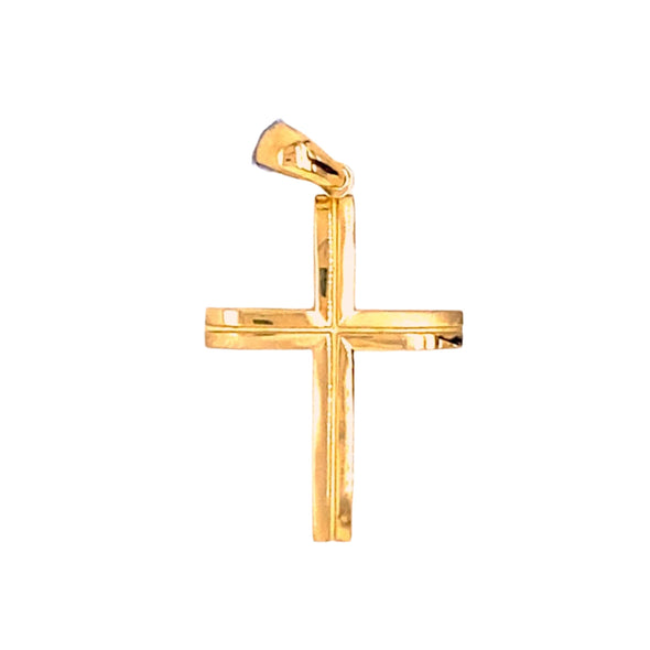 Medium Etched Cross - 14kt Yellow Gold