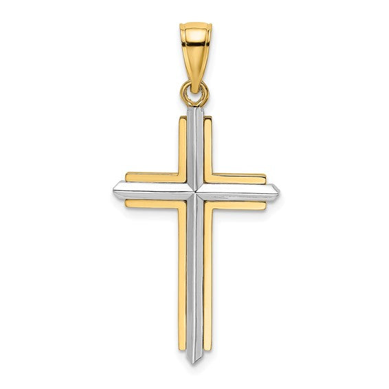 Raised Interior Design Cross - 14kt Two-Tone Gold