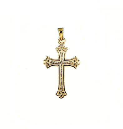 Fleur de Lis Design Cross -14kt Yellow Gold