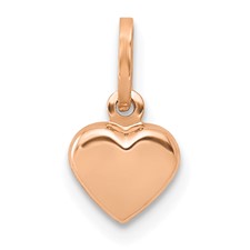 Small Polished Heart Charm - 14kt Rose Gold