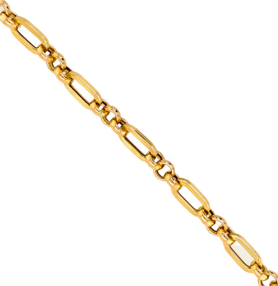 Alternating Oval and Round Link Design Bracelet - 14kt Yellow Gold