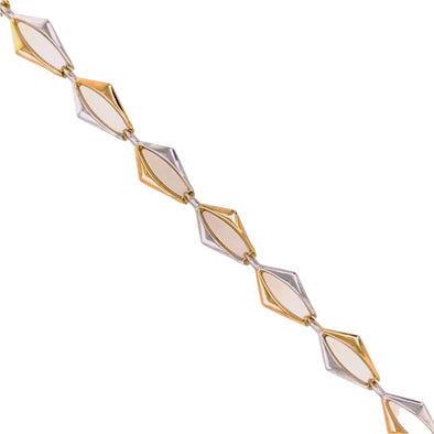 Pointed Edge Open Link Design Bracelet - 14kt Two-Tone Gold