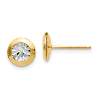 Diamond Cut Stud Earrings - 14kt Two-Tone Gold