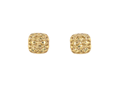 Square Filagree Design Stud Earrings - 14kt Yellow Gold