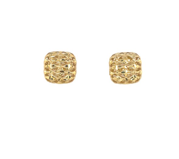 Square Filagree Design Stud Earrings - 14kt Yellow Gold