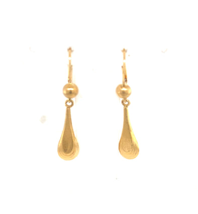 Teardrop Dangle Earrings - 14kt Yellow Gold