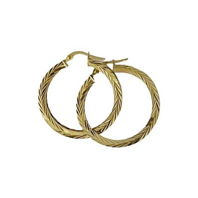 Medium Diamond Cut Hoop Earrings - 14kt Yellow Gold