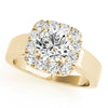 Wide Cushion Cut Diamond Halo Gold Engagement Mounting