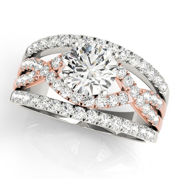 Diamond Wide Engagement Mounting with Interior Cross-Over Design